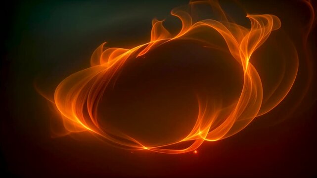 Looped seamless animation with dancing circle fire on a black background, burning footage.