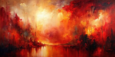 Fototapeta premium Emotional abstract painting with deep red tones , art, painting, abstract, emotions, feelings, red, vibrant