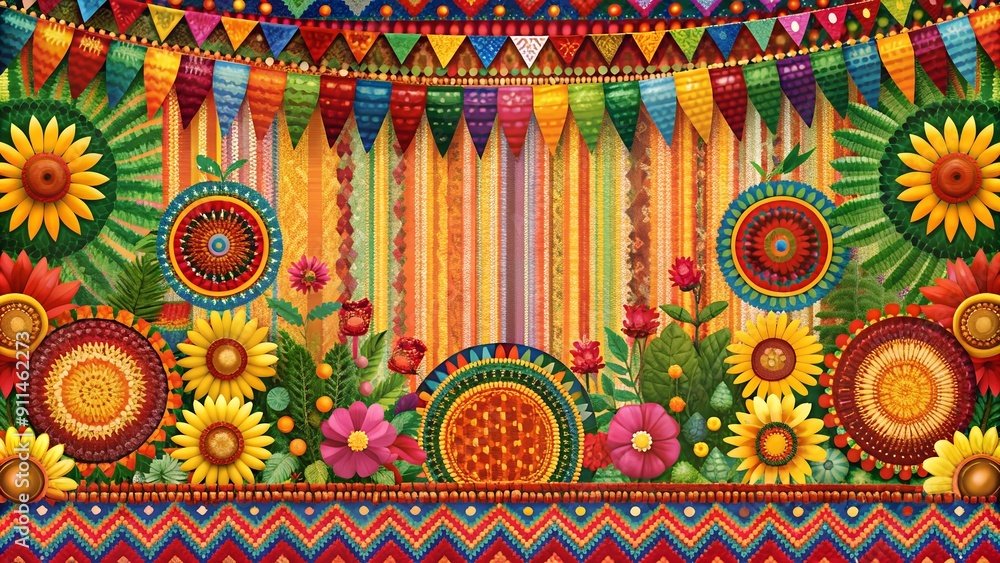 Poster festa junina: a vibrant tapestry of colors and patterns generative ai