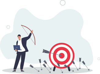 Effectiveness and efficiency to measure success rate, effort or cost to reach goal or target, practice until succeed concept.flat design.illustration with people.