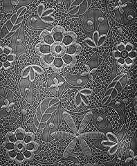 Floral abstract pattern background illustration, flowers drawing artistic cover. Black and white monochrome grayscale photo