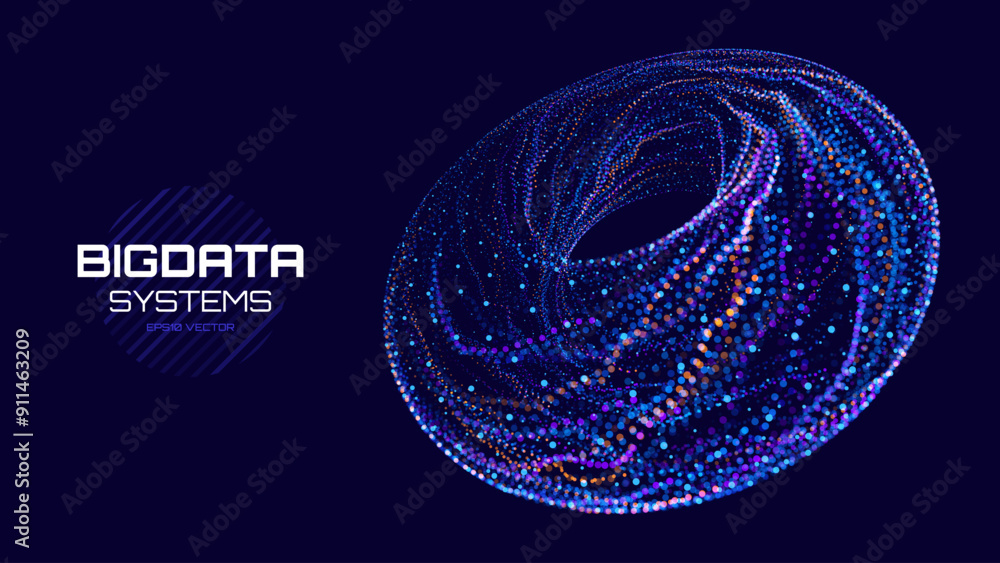 Poster digital big data flow vector background. big data technology lines. abstract science technology illu