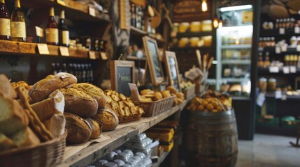 Rustic bakery with assorted bread and pastries