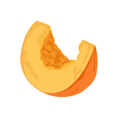 Quarter pumpkin without seeds isolated on white background. Hand drawn simple flat vector pumpkin.