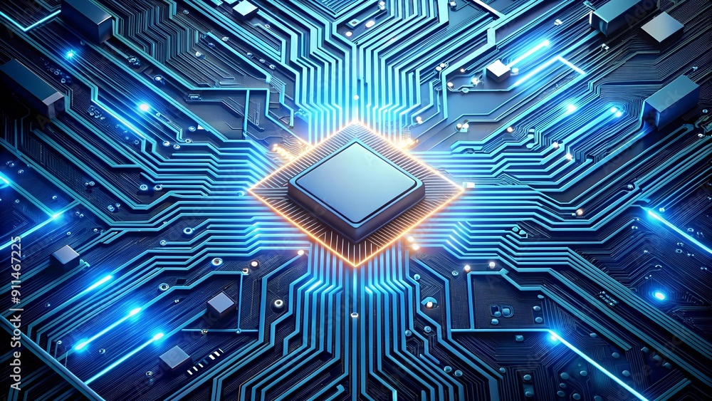 Aufkleber the symphony of silicon: a visual depiction of the intricate dance of circuits on a cpu chip generat