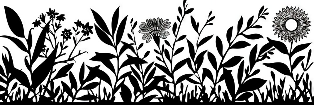 an australian botanical laser cut design. vector format. black and white. 2D imag