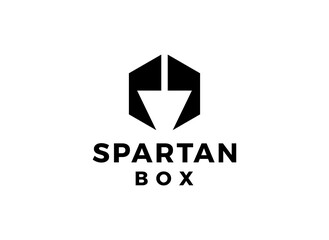 Box download logo design technology with spartan shape