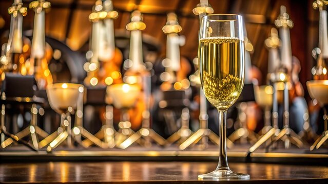 The Symphony of Bubbles: A Champagne Flute Amidst the Orchestra's Majesty  AI Generated