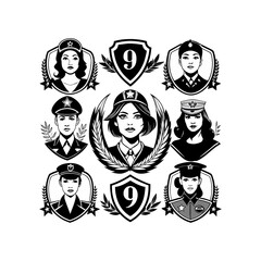 police woman vector silhouette