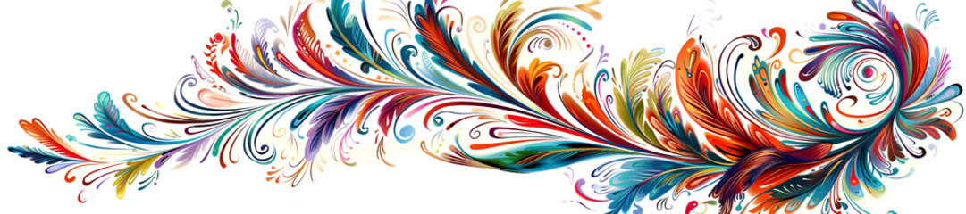 Fototapeta premium Colorful Abstract Swirl Floral Design Element PNG
