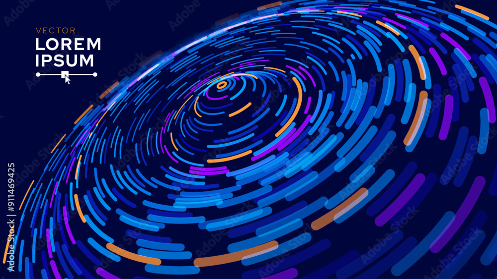 Poster Digital Big Data Flow Vector Background. Big Data Technology Lines. Abstract Science Technology Illustration. Big Data Neural Network Background Concept. AI Visualization Vector Illustration.