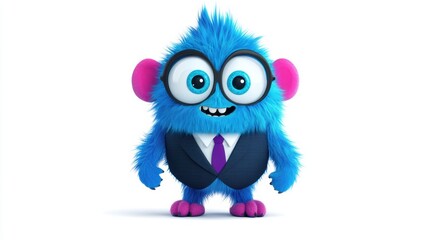 Fototapeta premium A cartoon character with glasses and a suit is smiling