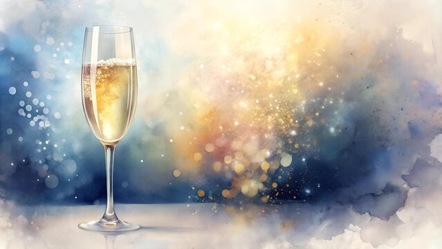 A Sparkling Symphony: Sektglas in Abstract Watercolor  AI generated