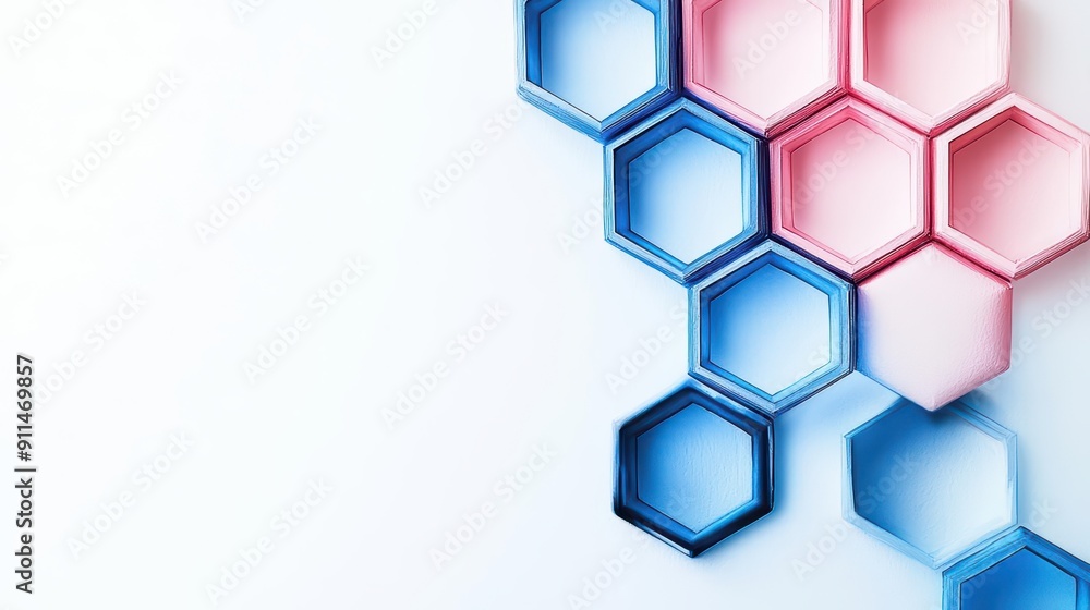 Poster a water color version of the hexagonal molecular structure