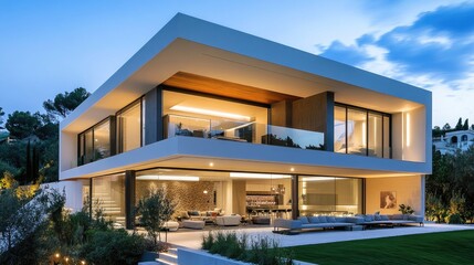 Modern villa house with a seamless blend of indoor and outdoor spaces, highlighting luxury and innovation.