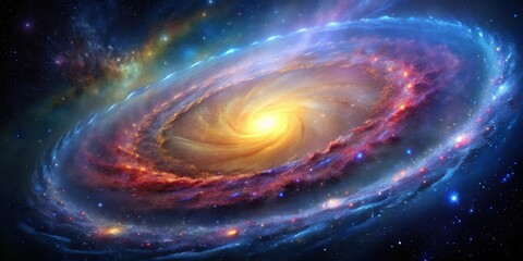 Spiral galaxy with vibrant colors and intricate spiral arms, galaxy, space, stars, universe, astronomy, cosmic