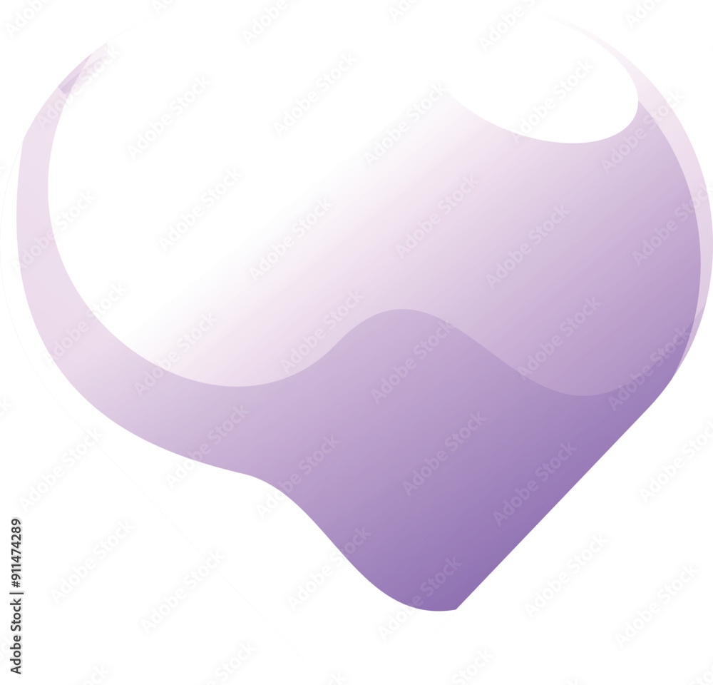 Poster purple heart shape is creating a smooth gradient on a white background