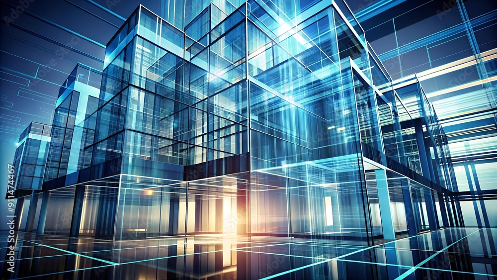 Poster a symphony of steel and glass: a generative ai visualization of an office building's architectural d