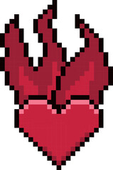 Obraz premium 8-bit y2k pixel aesthetic. Heart with the flame