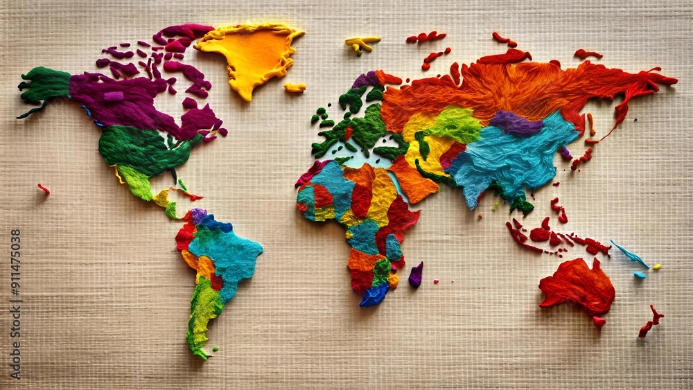 Poster a tapestry of nations: a world map woven with threads of culture generative ai