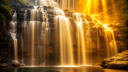 Golden Shimmering Waterfall: A Luxurious Cascade of Glittering Gold  AI generated