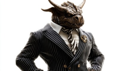 A man in a suit and tie with a monster face