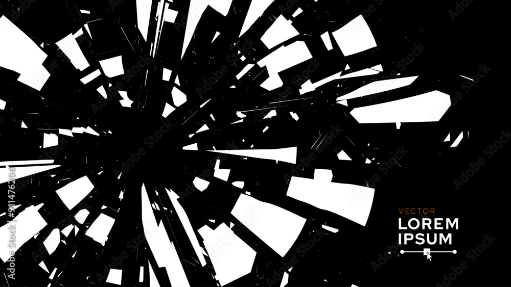 Poster broken glass circles with cracks. abstract comic book flash explosion blast radial lines. shattered,