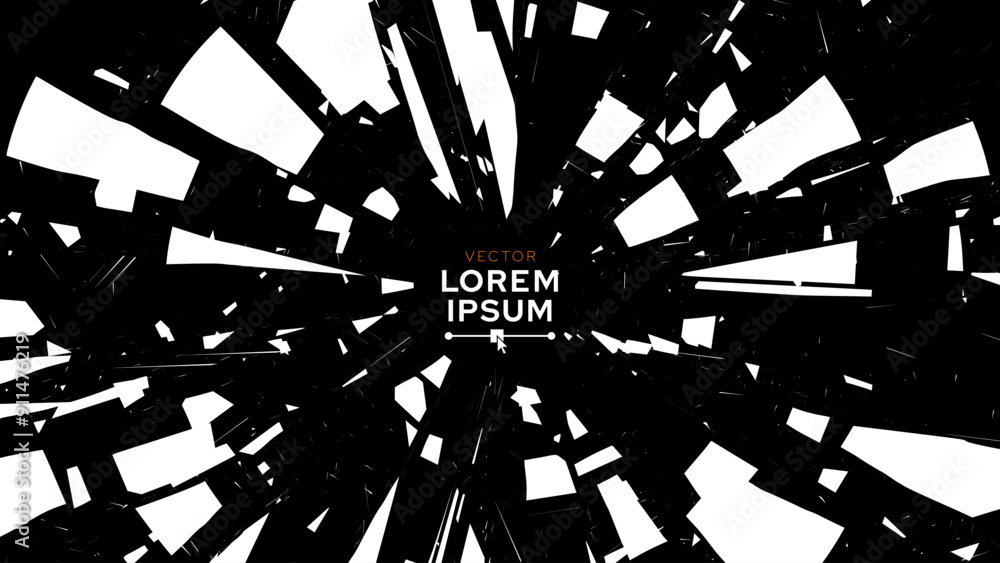 Poster broken glass circles with cracks. abstract comic book flash explosion blast radial lines. shattered,