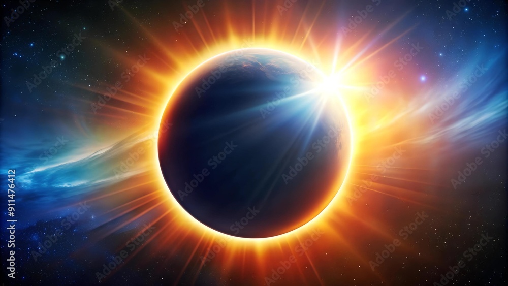 Poster the ethereal embrace of the sun and moon: a visual representation of a solar eclipse generative ai