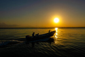 boat at sunset