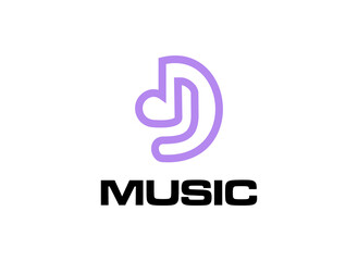 Dj music logo design symbol