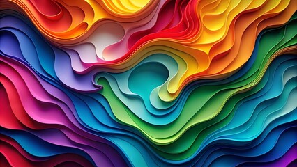 Obraz premium Abstract Symphony of Colors: A Paper Cut Exploration of Fluid Form Generative AI