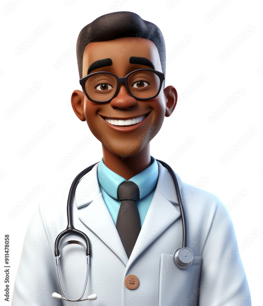 Wall mural png doctor portrait smiling cartoon.