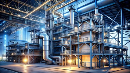 A Glimpse into the Heart of Steel: 3D Blueprint Visualization of a Modern Steel Mill  Generative AI