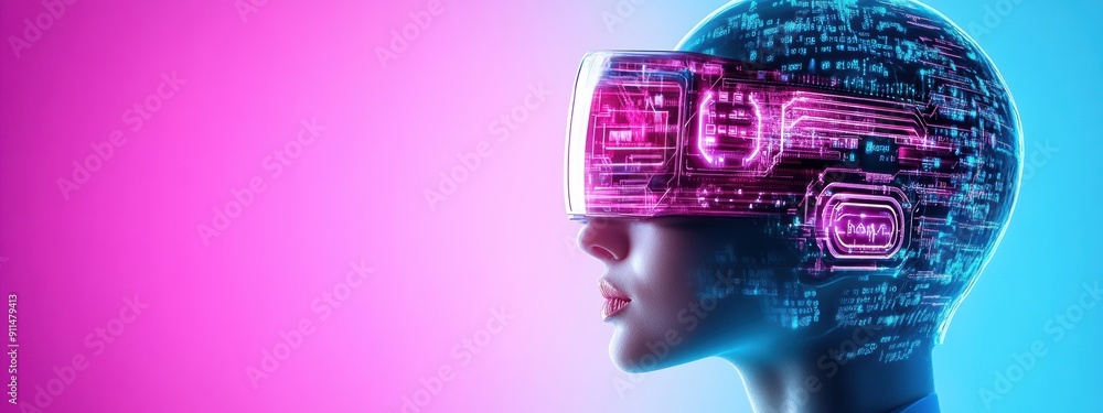 Poster future, ai technologist in a futuristic setting, utilizing advanced algorithm technologies, neon lig