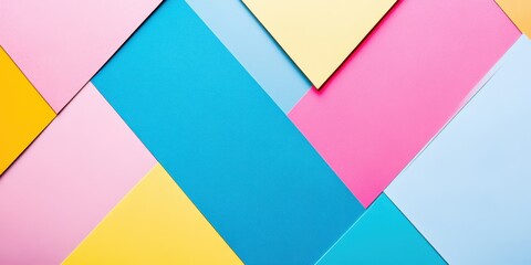 Obraz premium Abstract geometric background with colorful overlapping paper shapes in pastel tones, perfect for modern designs or art projects.