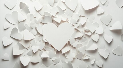 Paper art bursting of love notes and symbols