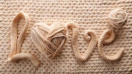 Cozy Knit Love: A Beige Word of Warmth  Generative AI