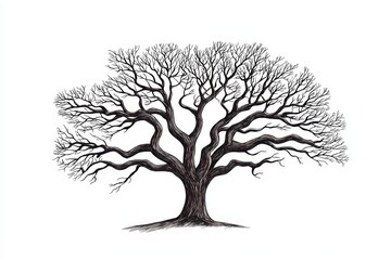 Fototapeta premium Vintage abstract illustration of a single empty tree