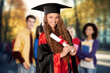 university graduates student wearing gown and cap