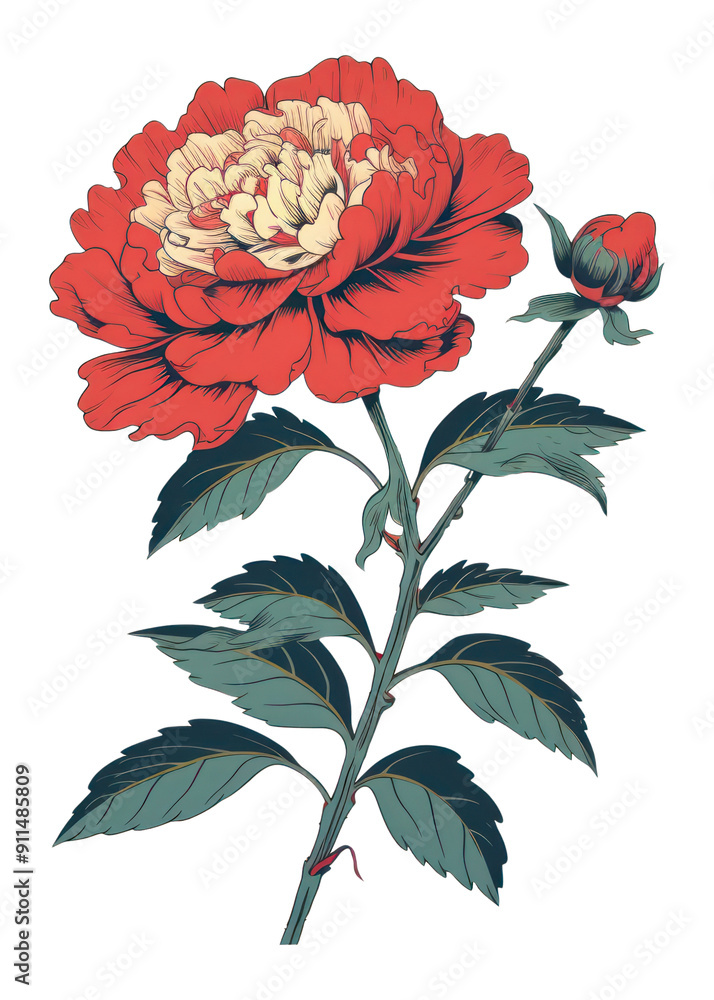 Canvas Prints png peony pattern flower plant.