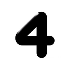 Obraz premium Symbolic black and white isolated vector illustration of number 4 on white background. 