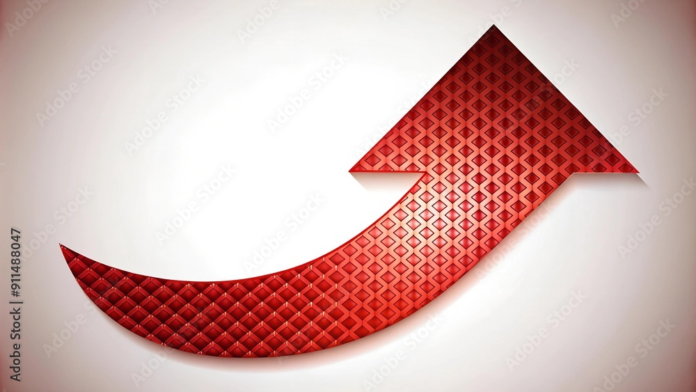 Poster a red upward curved arrow with geometric patterns for dynamic visuals ai generated