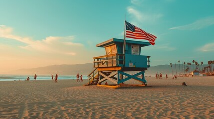Sunrise Over Venice Beach Lifeguard Tower