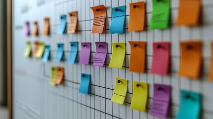 Industrial , Manufacturing Quality Control Root Cause Analysis Root cause analysis chart with sticky notes on a whiteboard