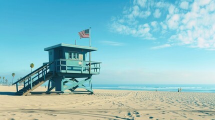 Obraz premium Los Angeles Beach Lifeguard Tower, Summer Scene