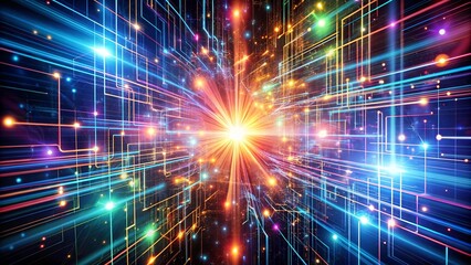 Fototapeta premium Intertwined Lines of Light, Weaving a Narrative of Connectivity AI generated