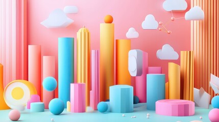 Colorful Workspace with Graphics and Plants