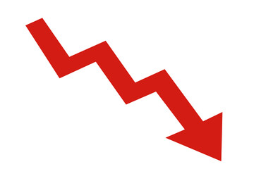 red arrow graph down fall stock market crash, loss, downward direction, png file type