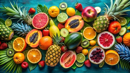 Vibrant Tropical Fruit Still Life